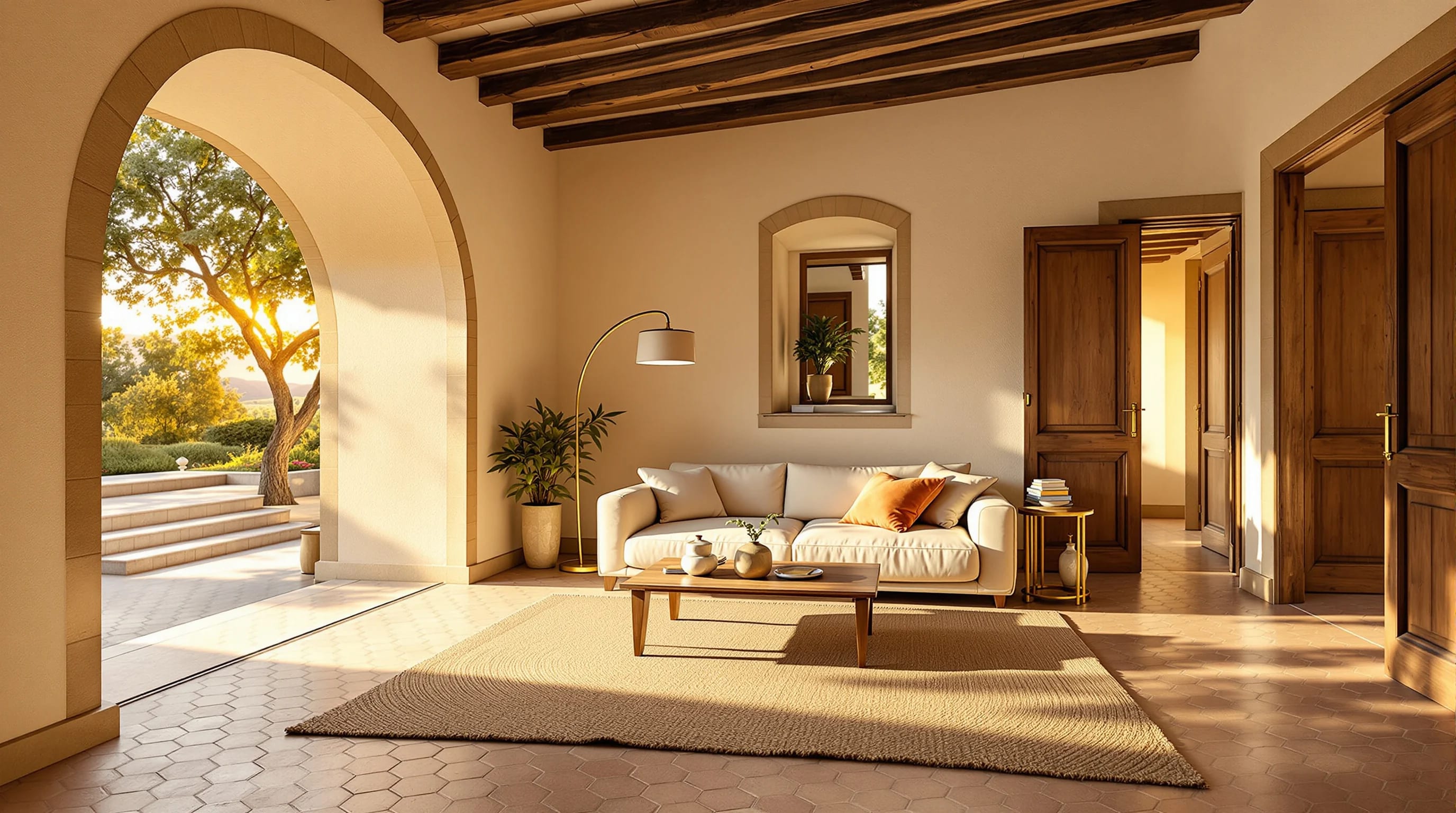 A finished room under north-facing daylight — installed, settled, ready for the designer's client.