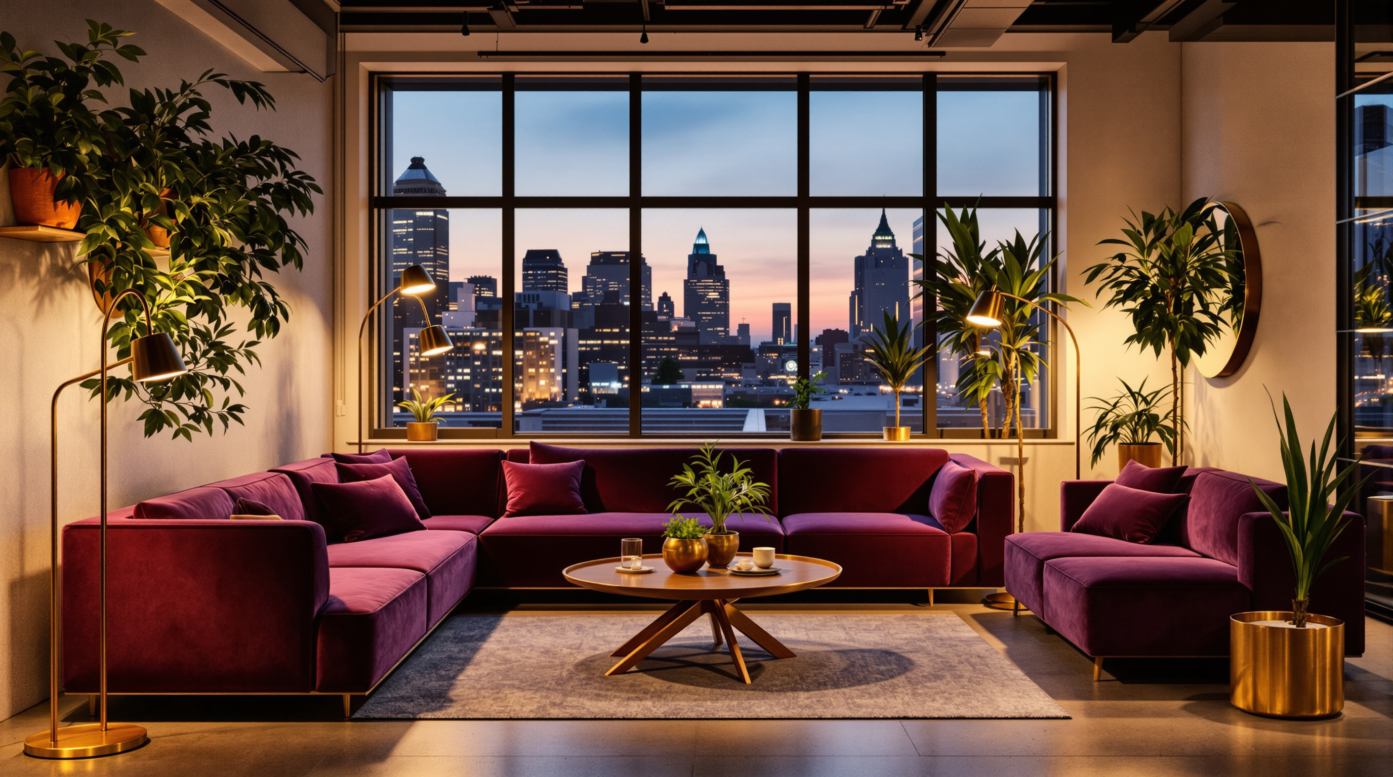 A modern furnished office, single consolidated freight delivery.